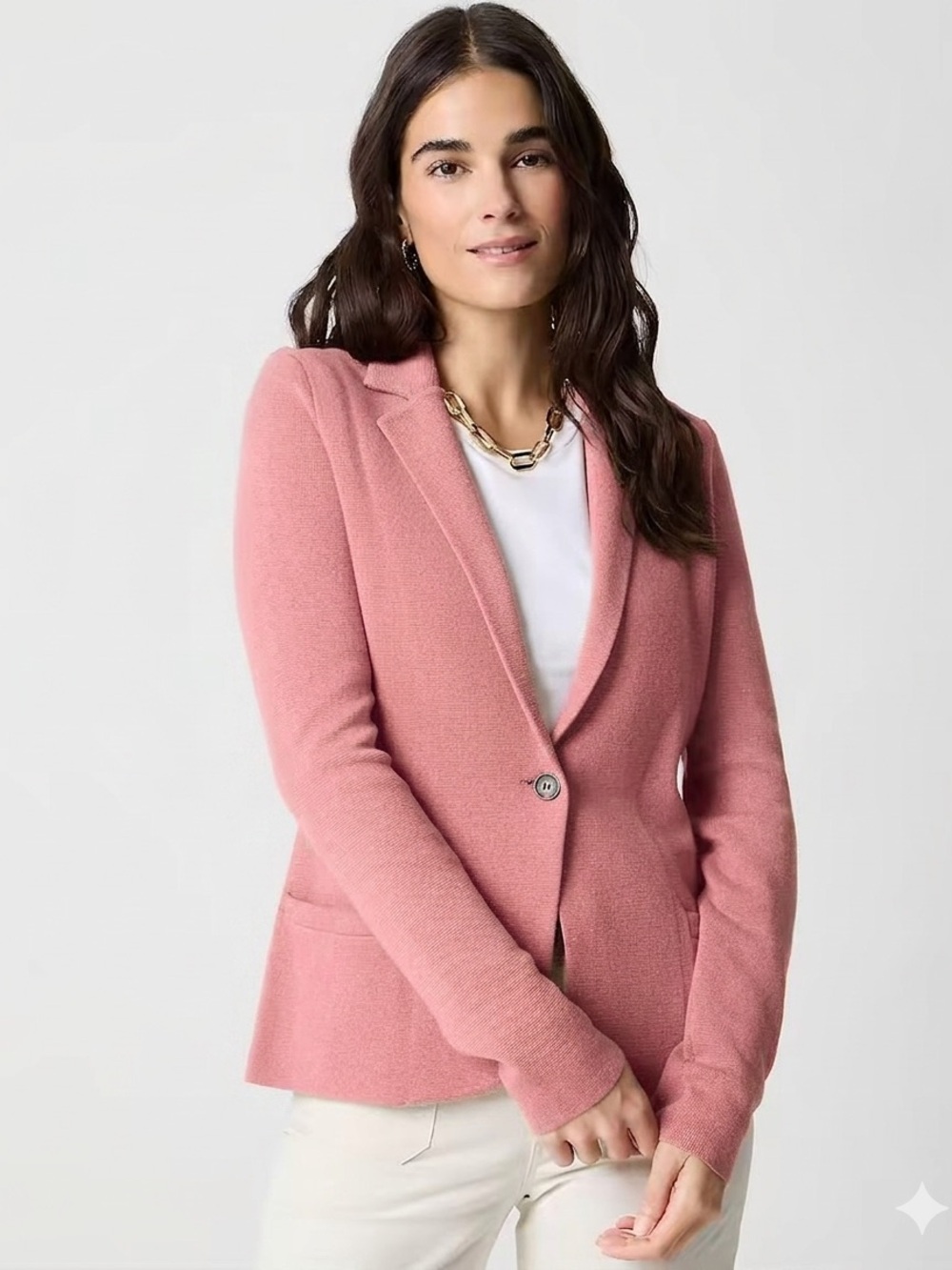 Women’s J.Crew Pink Schoolboy Knit Sweater Blazer Cardigan Jacket S